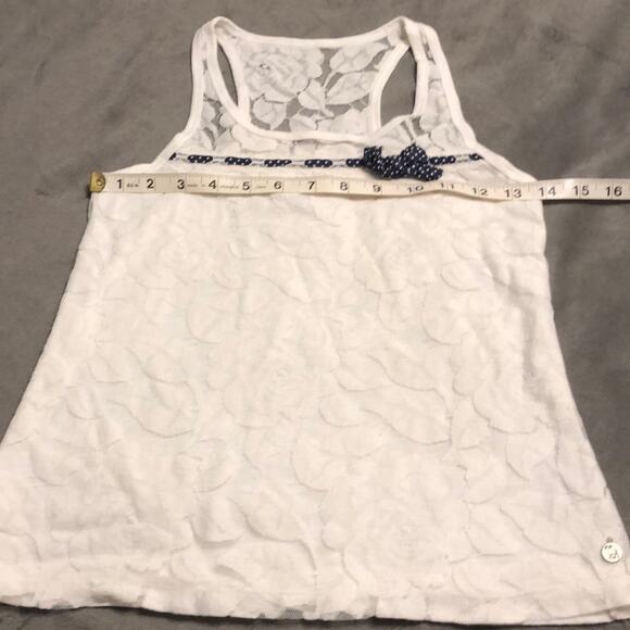Abercrombie kids White lace tank top Girls Size Large Racer Back Ribbon Bow - Picture 5 of 6